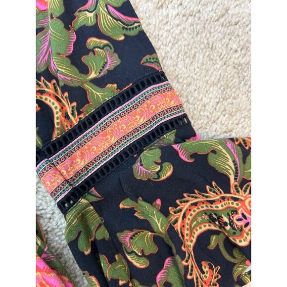 Spell Women's XXS Etienne Playdress Noir V-Neck Floral Paisley Bohemian - Picture 5 of 12